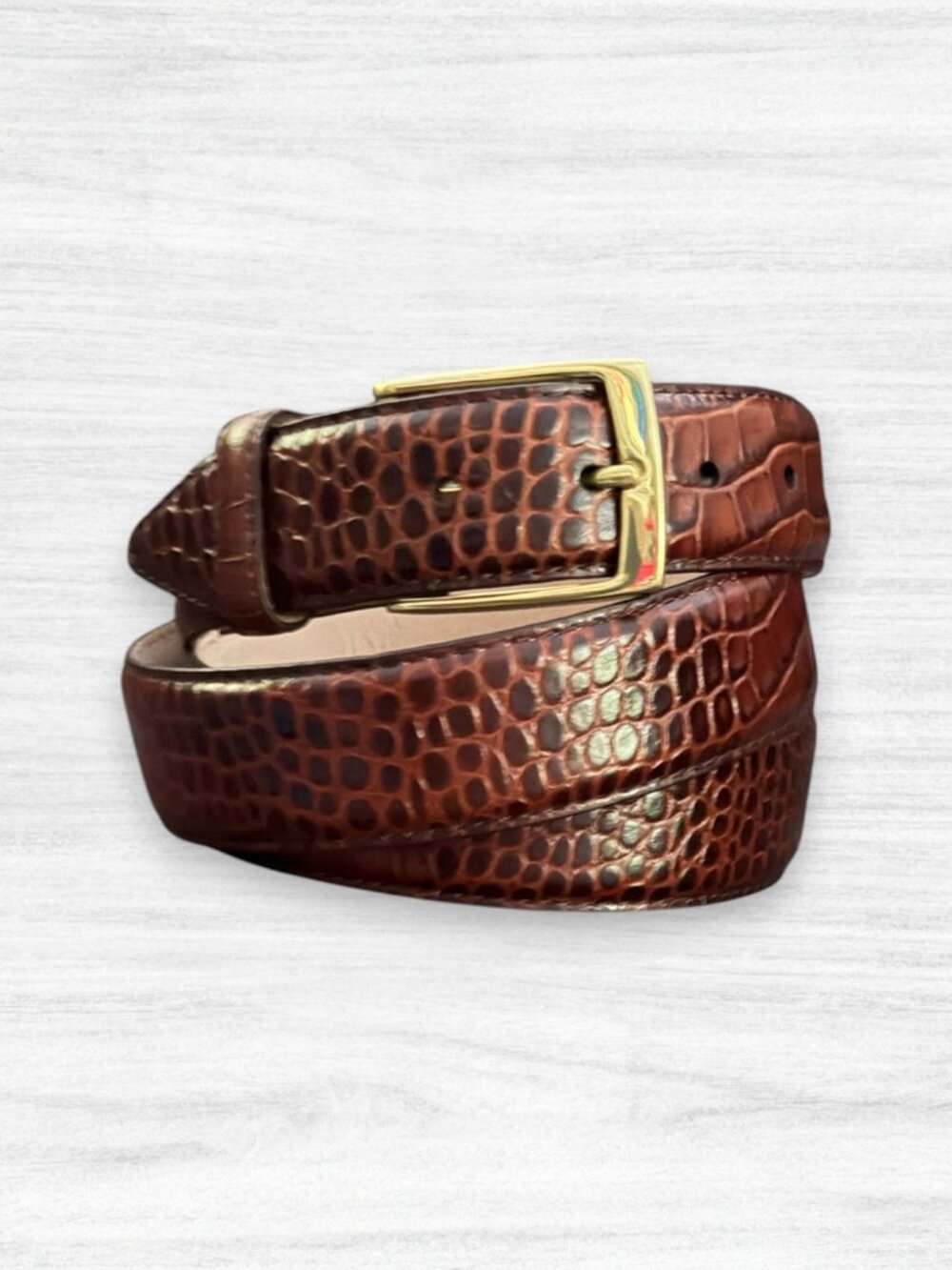 Belts.com Gold Adam Solid Brass Buckle Full-Grain Cowhide Dress Belt Brown 48